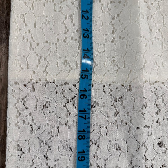 Old Navy Womens XL Lace Overlay Midi Skirt Cream Elastic Waist - Picture 9 of 9